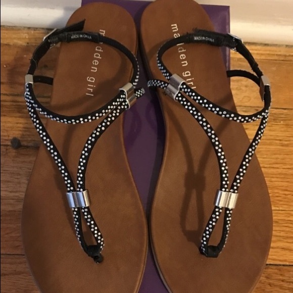 Madden Girl Shoes - Madden Girl Black Rhinestone Sandals